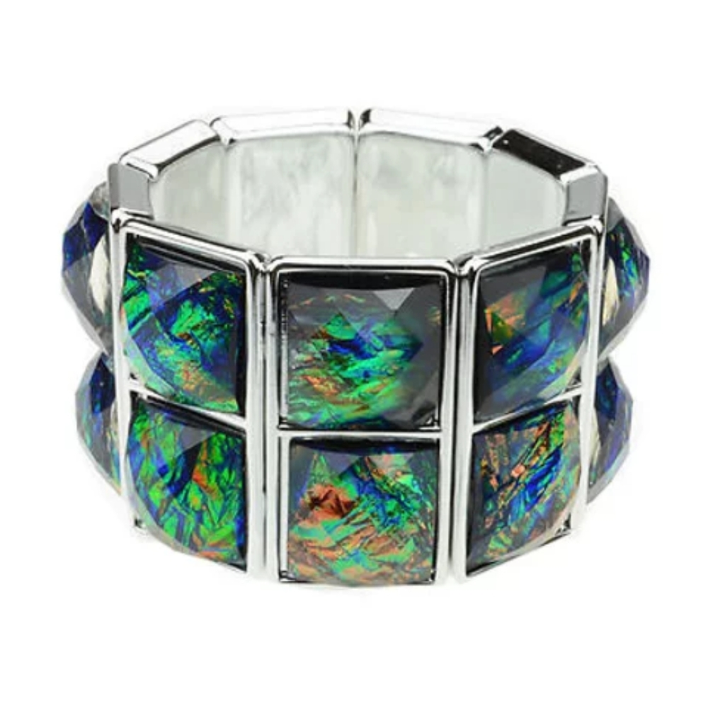 Green & Silver Forest Sparkling Fashion Bracelet
